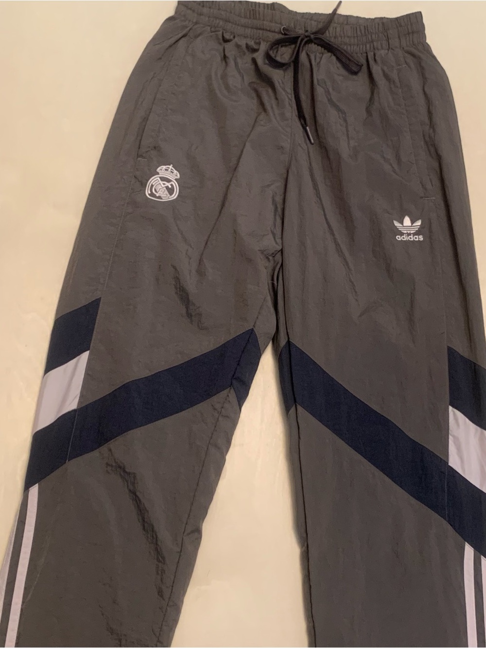 adidas Men’s Real Madrid Originals Dark Gray Track Pants, Size Small (Unisex)